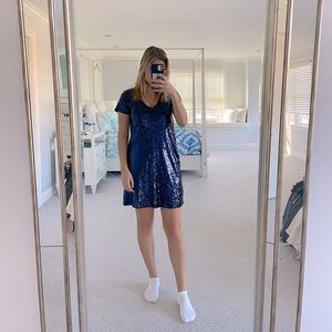 Lulus Navy Sequin Mini Dress